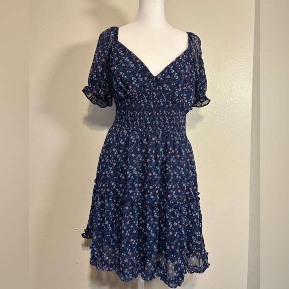 Altar'd State Dresses & Skirts - Altar'd State Navy Blue Floral Midi Dress